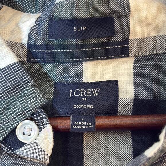 J. Crew Plaid Blue and Green Casual Button Down Shirt Large - Picture 7 of 8
